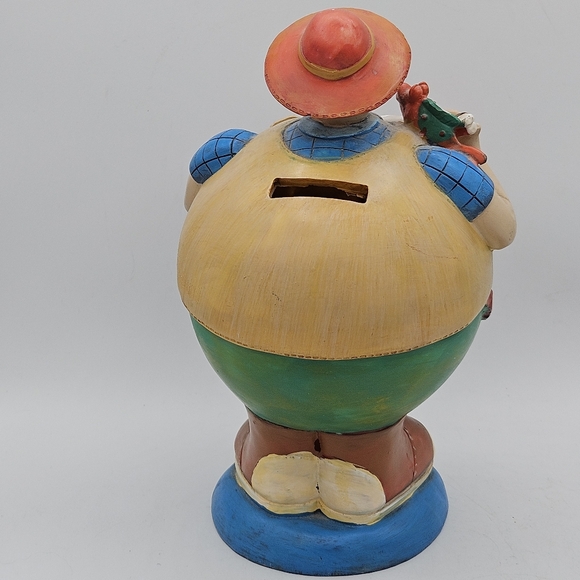 piggy bank~ Vintage unique big belly fisherman 10 in tall - Picture 7 of 13